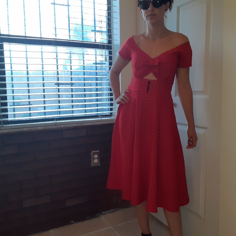 Tatyana Bettie Page Red&Black Polka Dots Dress